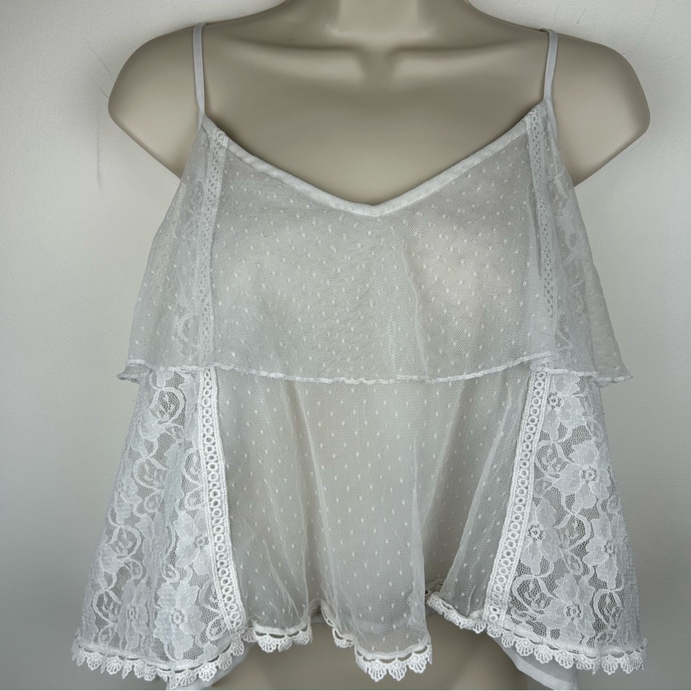 American Eagle Outfitters Lace Ruffle Cami Top sz S